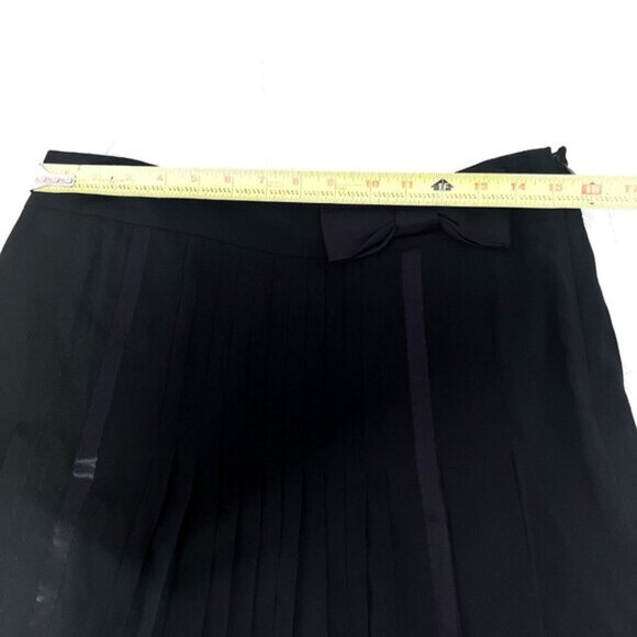 Theory Rima Charm Black Pleated Midi Skirt Bow Silk Viscose Party Workwear Sz 10 - Picture 9 of 12